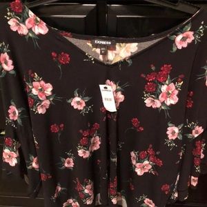 NWT express black floral top size large